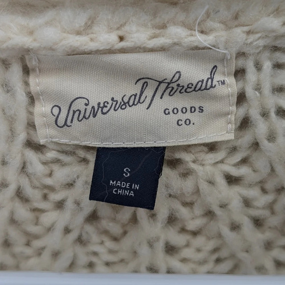 Universal Threads Long Knit Ivory Cream Open Front Fuzzy Cardigan Women Small - Picture 3 of 6